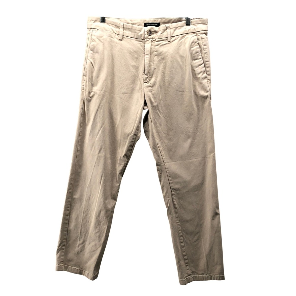 Banana Republic Straight Slim Chino Pants Mens 34x30 (29'') Beige‎ Tan Stretch